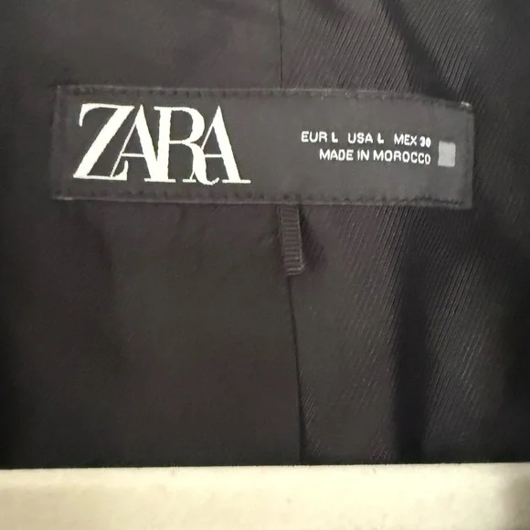 ZARA LINEN BLEND ROLL UP SLEEVE OPEN FRONT BLAZER BLACK SIZE L - Picture 5 of 8